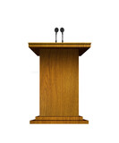 Fototapeta Zwierzęta - Wooden podium with microphones