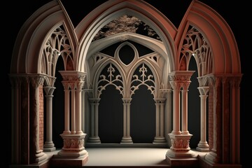 Wall Mural - Gothic Archways Background. Generative AI