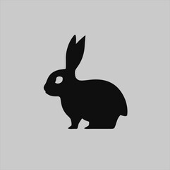 Wall Mural - Rabbit animal illustration logo, rabbit silhouette isolated on white background