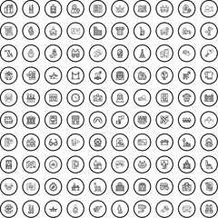 Sticker - 100 voyage icons set. Outline illustration of 100 voyage icons vector set isolated on white background