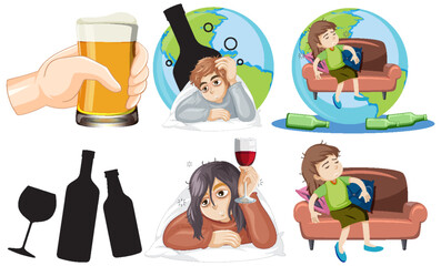 Poster - Unhealthy people with alcoholic drinks