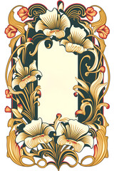 vintage items: vertical label art nouveau - rose. Generative AI