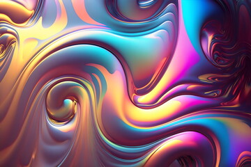 Wall Mural - swirly colorful shiny liquid background with spiral created with generative ai	