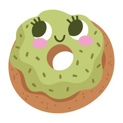 Wall Mural - matcha donut cartoon