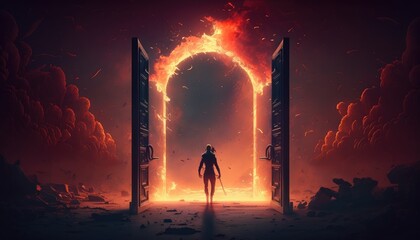 Door to hell, the passage to the kingdom of the dead. Created with generative AI.