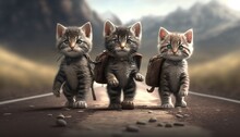 Three Adventurous Kittens. Created With Generative AI.
