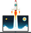 Space rocket launch Startup concept flat style isolated illustration