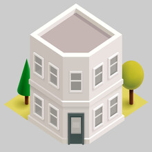 Two Storey Residential Isometric Pentagon House