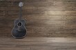 © Itsanan - Acoustic guitar in old wooden room. 3D illustration.