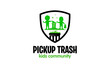 © Arif - Illustration vector graphic of a volunteer picking up trash logo design template