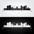 Utah state skyline and landmarks silhouette, black and white design. Vector illustration.