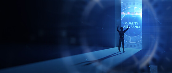 Wall Mural - Business, Technology, Internet and network concept. Quality Assurance service guarantee standard.  3d illustration