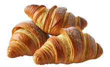 Three Delicious Croissants Cut Out. Based On Generative AI