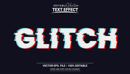 Editable glitch illustrator vector text effect