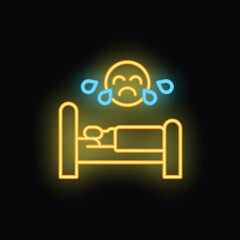 Sticker - Burnout sleep icon outline vector. Job character. Work stress neon color isolated on black