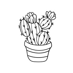 Wall Mural - Hand drawn illustration of cute cactus outline design