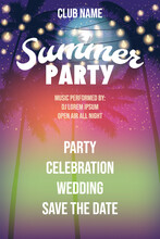 Summer Party Night Beach Poster Template Design, Palms Party , Flyer