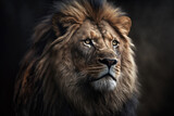 Fototapeta Koty - portrait of a lion created with Generative AI technology