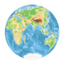 Highly Detailed Physical World Map In Globe Shape Of Earth. Nicolosi Globular Projection – Flat.