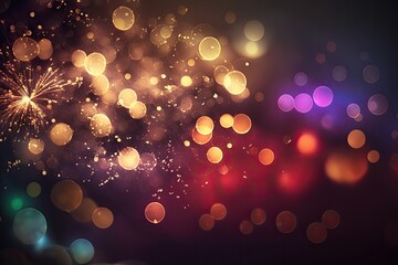 Wall Mural - bokeh and festive holiday fireworks Background of Christmas or New Year. Generative AI