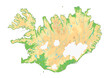 Highly detailed Iceland physical map.