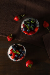 Wall Mural - Delicious and sweet dessert - Panna Cotta, top view