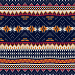 Poster - Fashion ethnic jacquard nordic style wallpaper abstract knitted vector seamless pattern