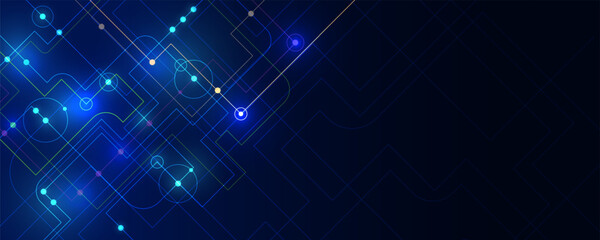 Wall Mural - the technology background image has stripes on a dark blue background. modern hi-tech digital techno