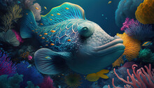 Underwater World With Beautiful Sea Creatures. Generative AI