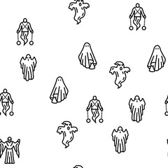 Poster - ghost halloween spooky scary cute vector seamless pattern