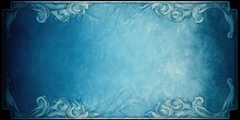 Blue Vintage Marbled Border On A Textured Background With Blue Accents, Generative AI