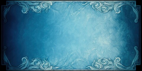 Wall Mural - Blue vintage marbled border on a textured background with blue accents, Generative AI
