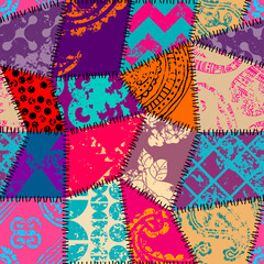 Poster - Geometric abstract pattern. Intersection patchwork plaid style