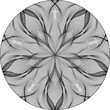 Optical art patterned circle of black wavy lines. Moire circular five-petals guilloche pattern, background design.