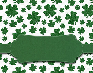 Wall Mural - Blank green banner sign on green shamrock