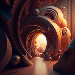 Wall Mural - Abstract giant gate to another world, fantasy art ,made with Generative AI