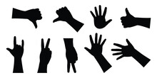 Silhouette Hands Pose Collection . Vector Illustration.	