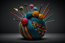 A Collection Of Colorful Yarns And Knitting Needles For A Cozy And Crafty Lifestyle
