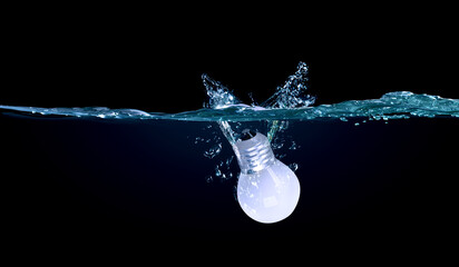 Wall Mural - creative water splash on a led bulb