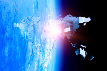 Poster - Global technologies concept. Elements of the image furnished by NASA