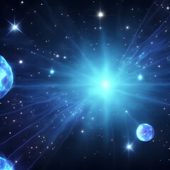 Wall Mural - planet with stars - Stars Galaxy Background - Blue Space - Generative AI