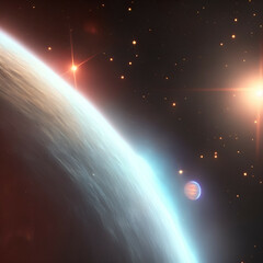 Wall Mural - sunrise in the space - Stars Galaxy Background - Generative AI