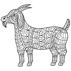 Wall Mural - hand drawn of goat in zentangle style