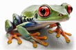 Tree frog with red eyes, Agalychnis callydrias. a colorful eyed animal from a tropical rain jungle isolated on a white backdrop. Generative AI