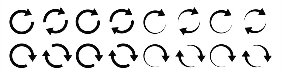 Wall Mural - circle arrow icon set. circular arrow icon, refresh, reload, rotation arrow icon symbol sign, vector illustration