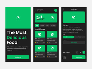 Clean UI UX design template vector. Suitable for mobile application streaming movies, food delivery, traveling, and grocery.