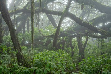 Wall Mural - Cloud forest made by Charles Darwin in 19 century, Ascension island