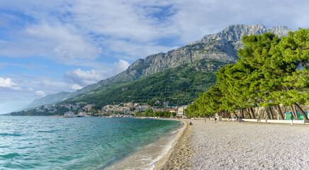 Wall Mural - Landscape with Baska Voda beach, dalmatian coast, Croatia