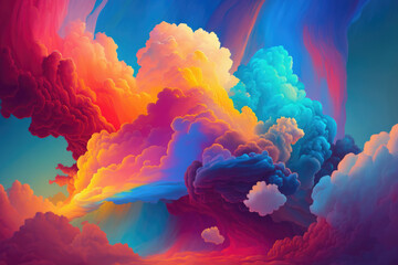 Wall Mural - Rainbow Colored Sky with Buidling Clouds created with Generative AI Technology, ai, generative