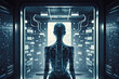 © ADDICTIVE STOCK - Generative AI illustration of robot in server room